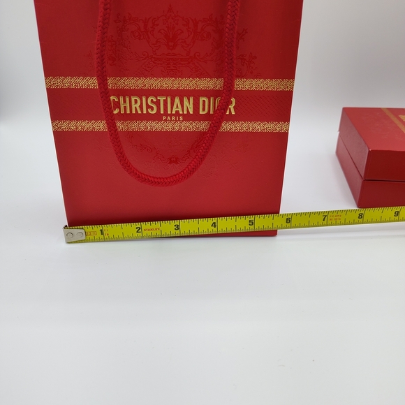 Dior Red Gift Box & Rope Bag Set | Gold Logo Special Edition Packaging LIKE NEW - Picture 14 of 14